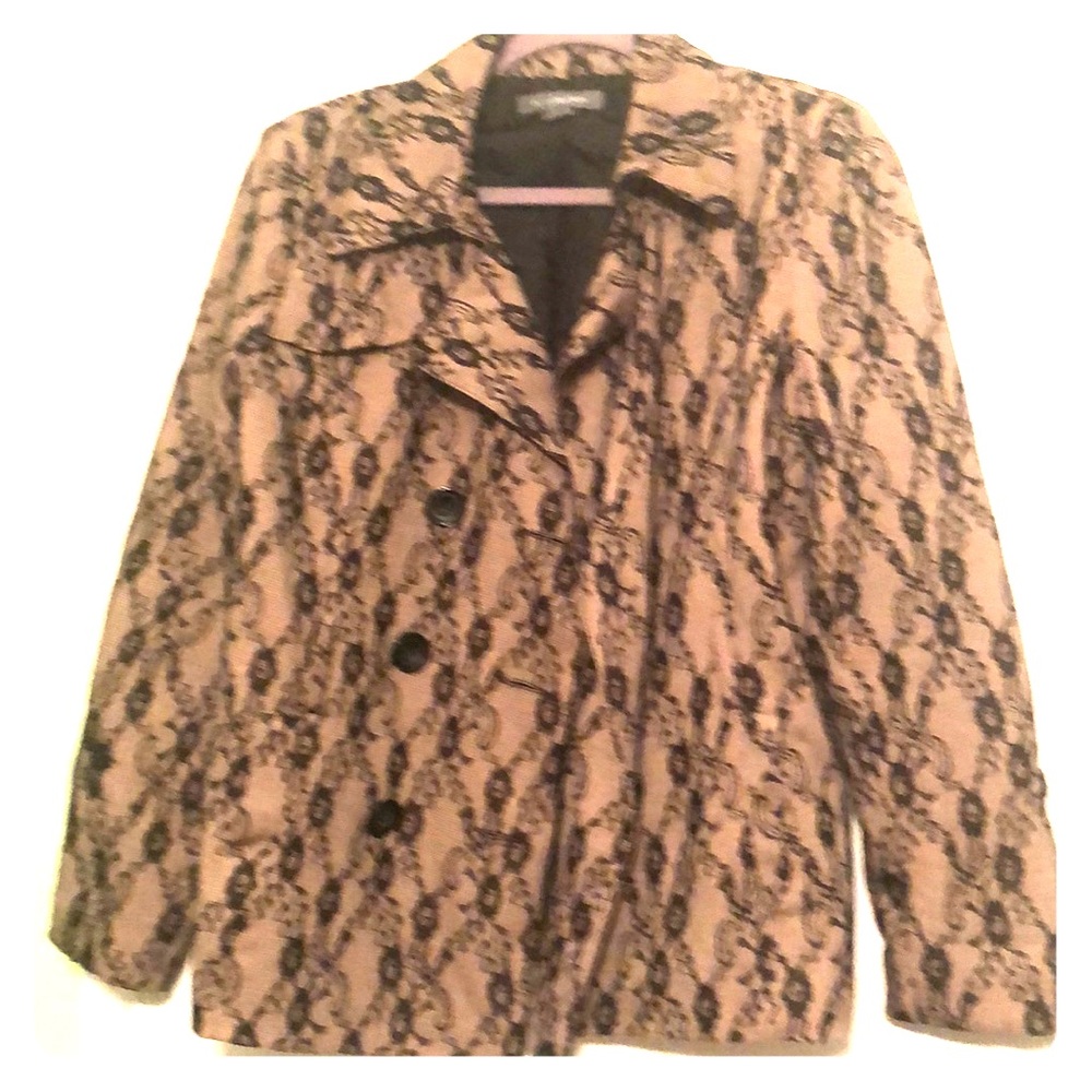NY Collection Medium tan & black laced jacket